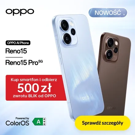 OPPO Reno15 - do 500 zł zwrotu BLIK