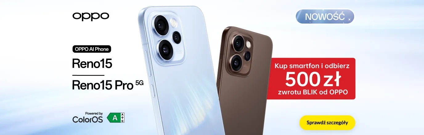 OPPO Reno15 - do 500 zł zwrotu BLIK
