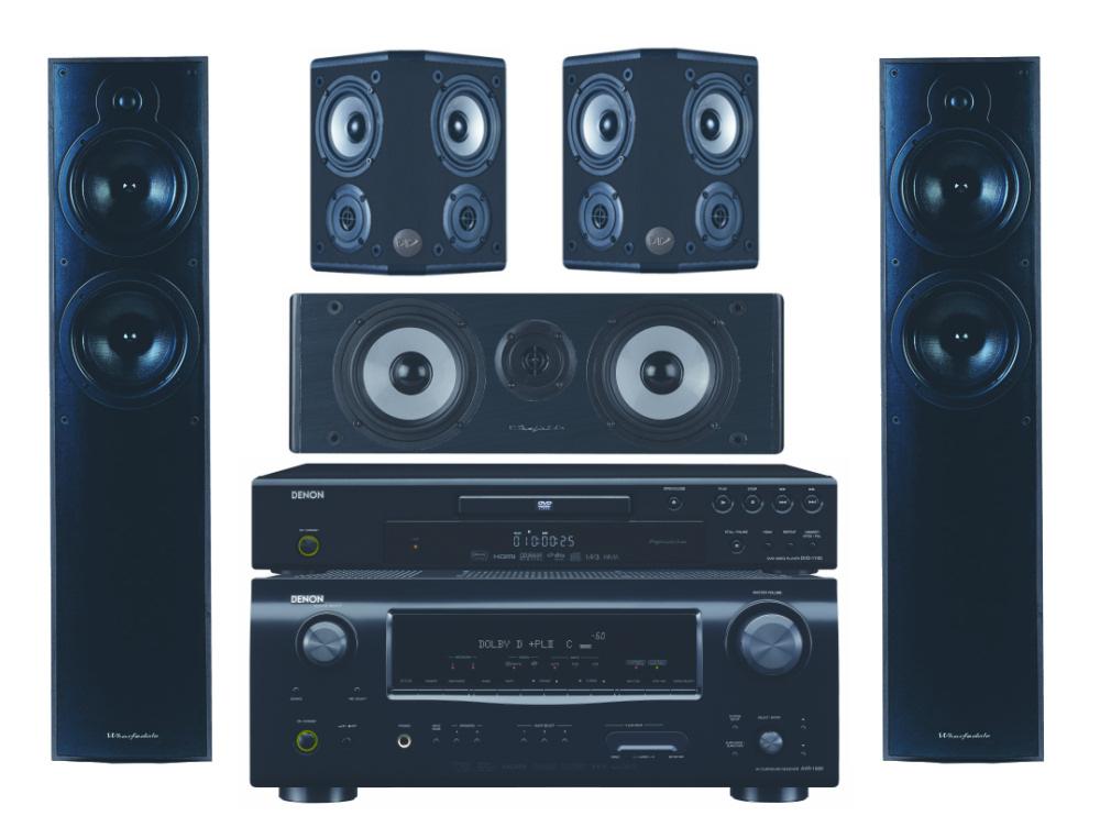 Zestaw kina Denon DVD-1740, AVR-1509, CR-40, WH-2 Centre, WH-2 Surround