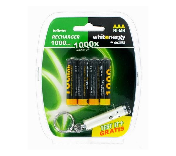 Akumulatorki Whitenergy AAA 1000 mAh (4 szt.) + lampka