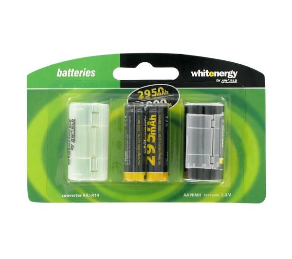Akumulatorki Whitenergy AA 2950 mAh (2 szt.) + konektor R14