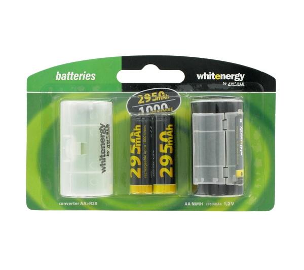 Akumulatorki Whitenergy AA 2950 mAh (2 szt.) + konektor R20