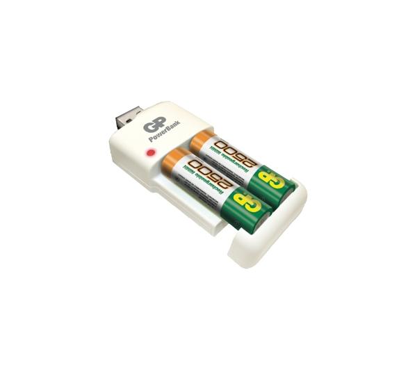 Ładowarka GP Power Bank 530 + 2 akumulatory AA 2500 mAh + kabel USB