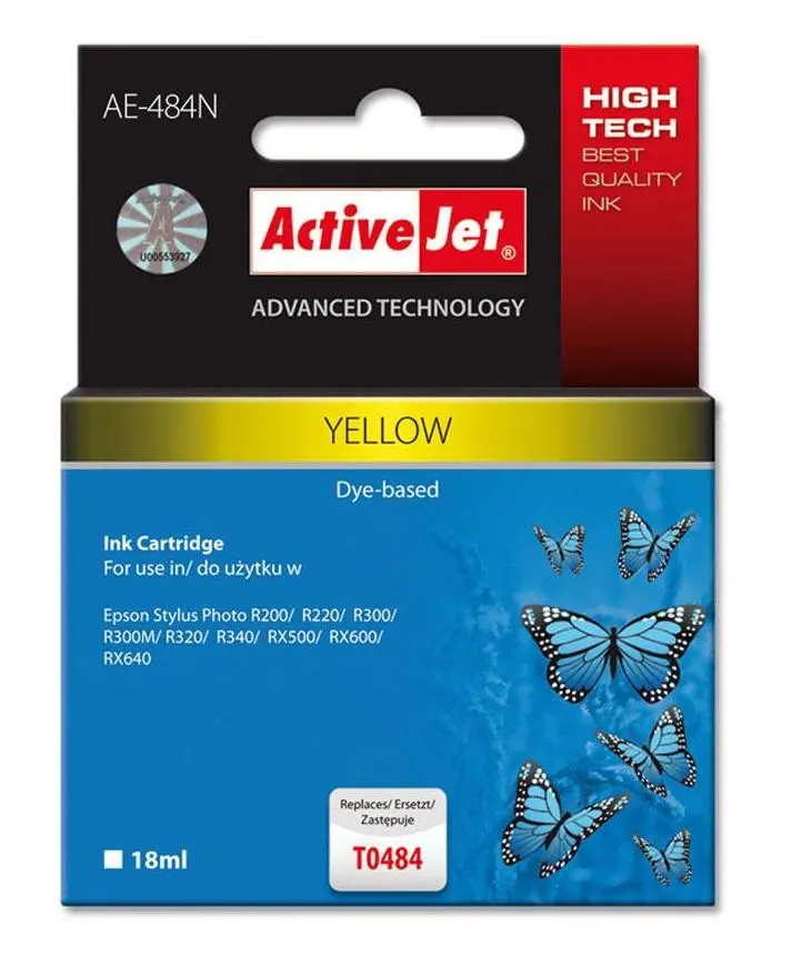Tusz ActiveJet AE-484N (zamiennik T0484) Żółty 18 ml