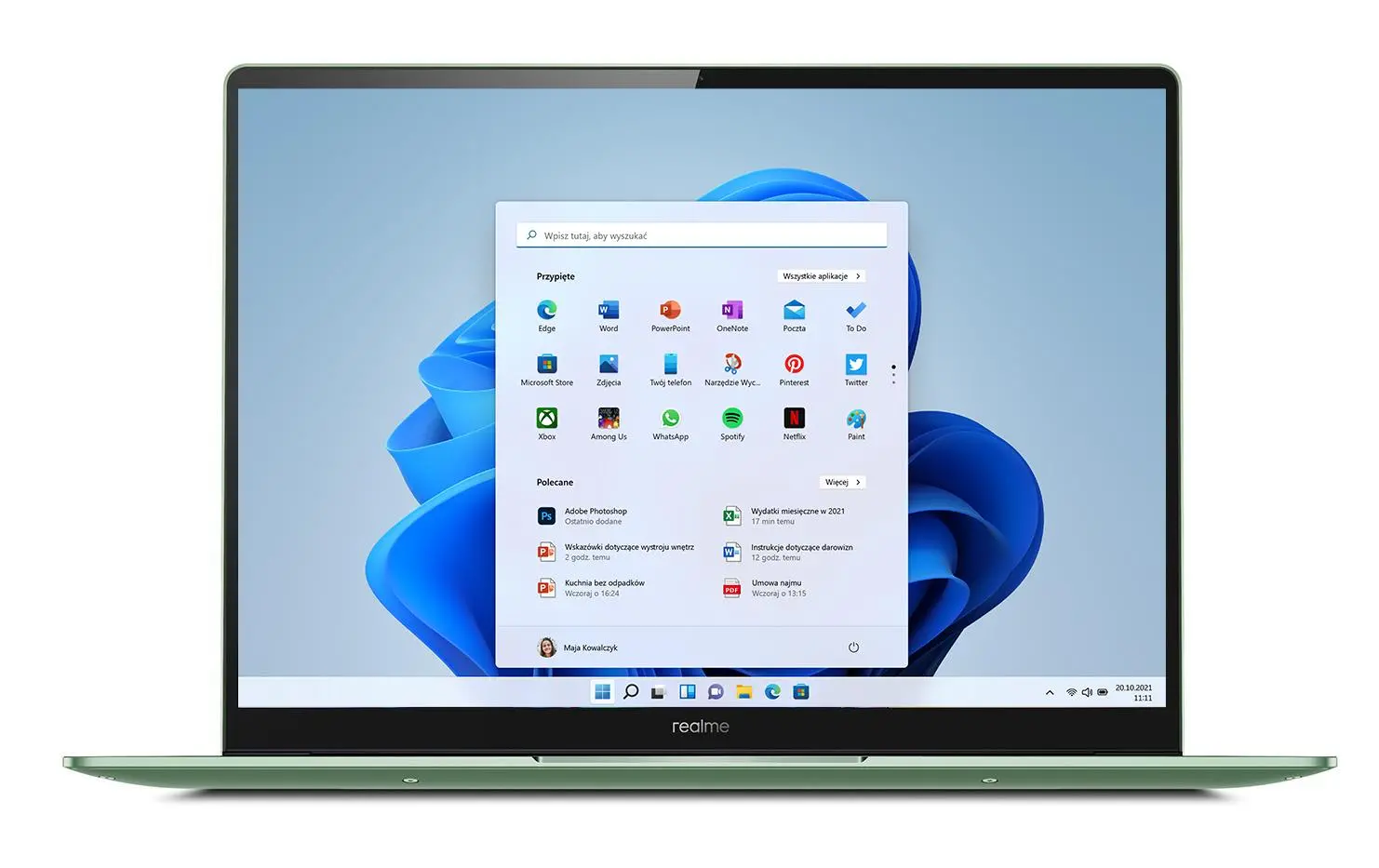 Laptop ultrabook realme Book Prime 14" i5-11320H 16GB RAM 512GB Dysk SSD Win11 Zielony