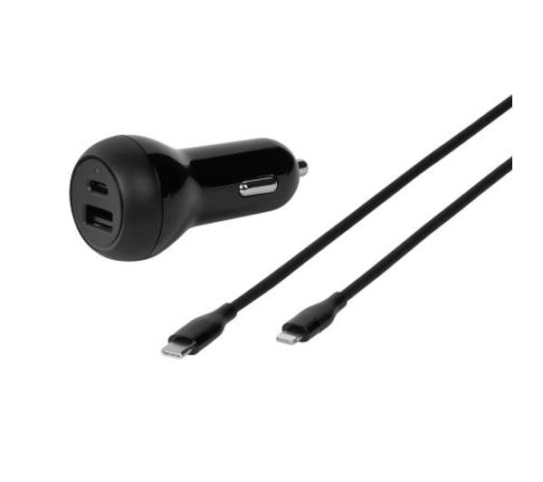 Фото - Зарядний пристрій Vivanco Super Fast Car Charger Set + kabel USB-C Lightning 