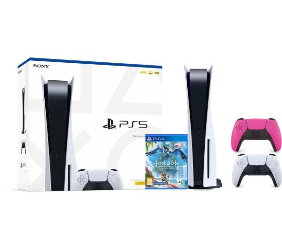konsola PS5 Sony PlayStation 5 + Horizon Forbidden West + dodatkowy pad (różowy)