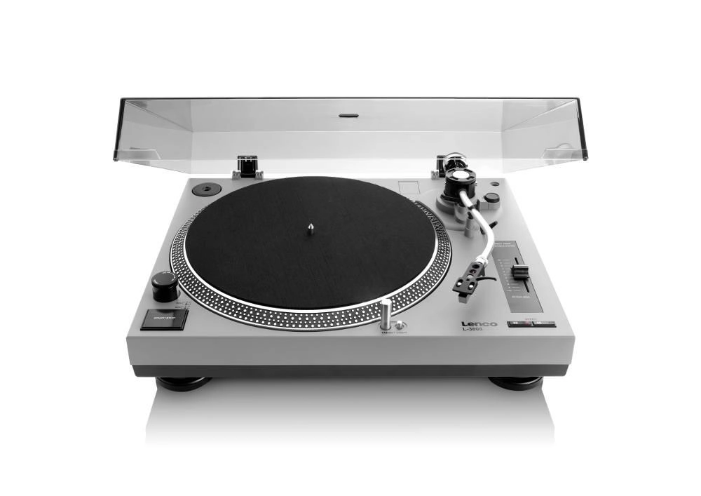 Gramofon Lenco L-3808 Manualny Napęd bezpośredni Przedwzmacniacz Szary