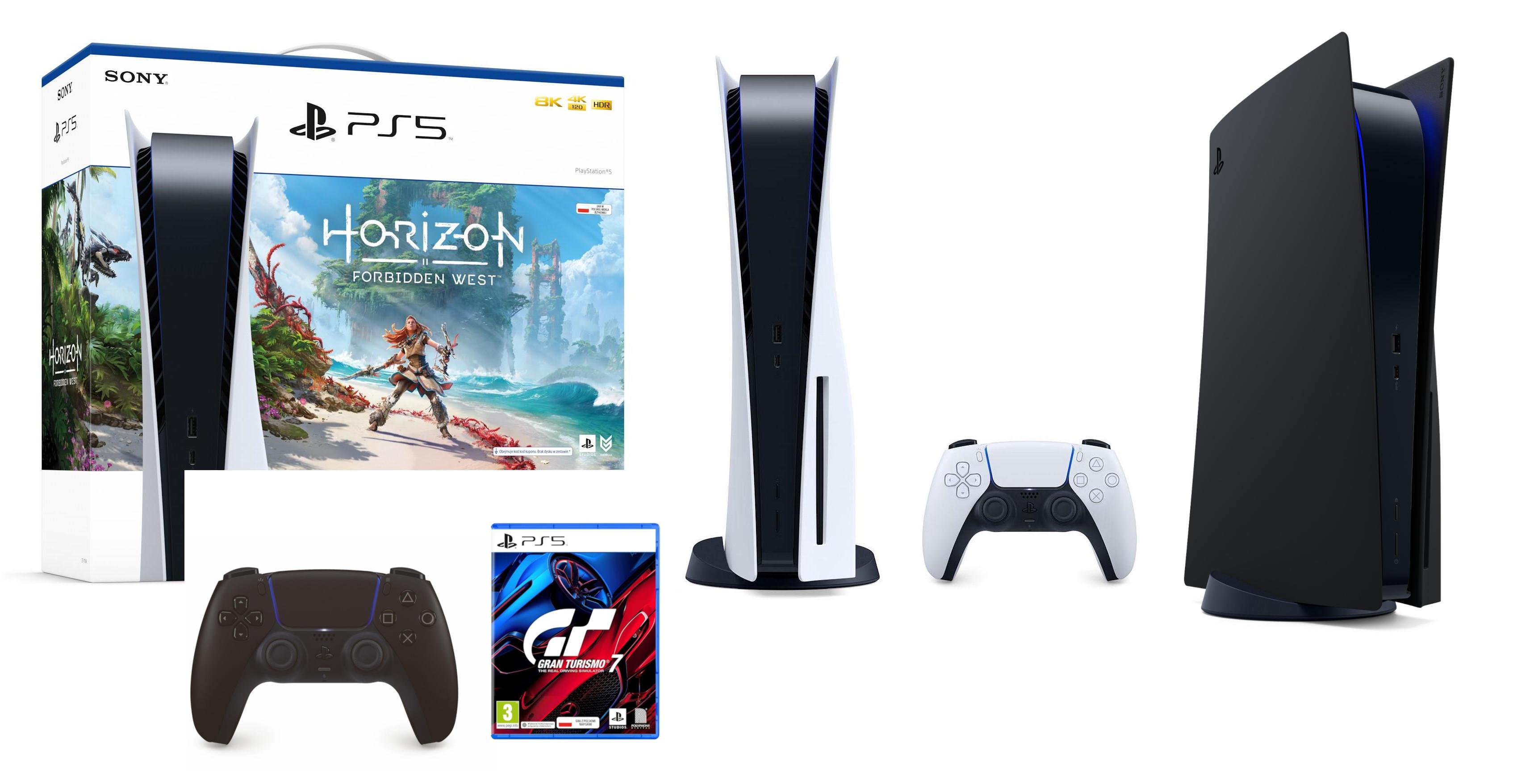 Konsola Sony PlayStation 5 (PS5) z napędem - Gran Turismo 7 - Cover Plate  (midnight black) - dodatkowy pad (czarny)