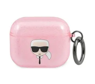 Etui na słuchawki Karl Lagerfeld KLA3UKHGP Glitter Karl`s Head AirPods 3 Cover Różowy
