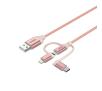 Kabel Unitek Y-C4036ARG 3w1 USB-A do USB-C + microUSB + Lightning 1m Różowy