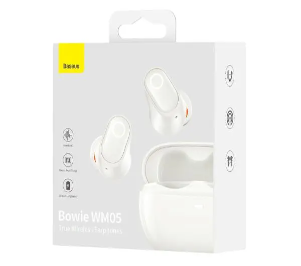 Baseus Bowie WM05 Dokanałowe Bluetooth 5.2 Biały
