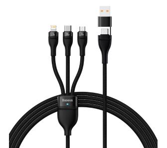 Kabel Baseus Flash Series 2 3w1 USB-C + micro USB + Lightning 100W 1,2m Czarny