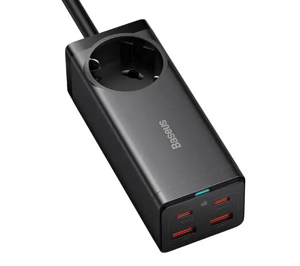 Baseus GaN3 Pro PowerStrip 2xUSB-A + 2xUSB-C + AC 100W Czarny - ⚡ BESTSELLERY ⚡