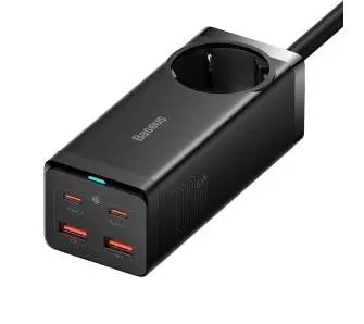 Ładowarka sieciowa Baseus GaN3 Pro PowerStrip 2xUSB-A + 2xUSB-C + AC 100W Czarny