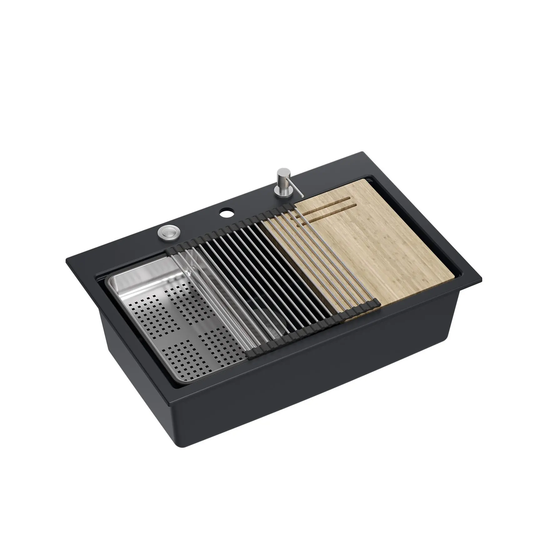 Zlewozmywak Quadron HQM7650U7_BS Marc Workstation Granitowy Czarny matowy/Stalowy