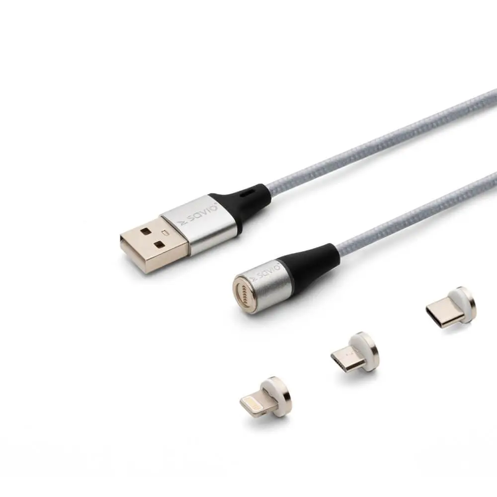 Kabel Savio CL-156 magnetyczny USB 2m Srebrny