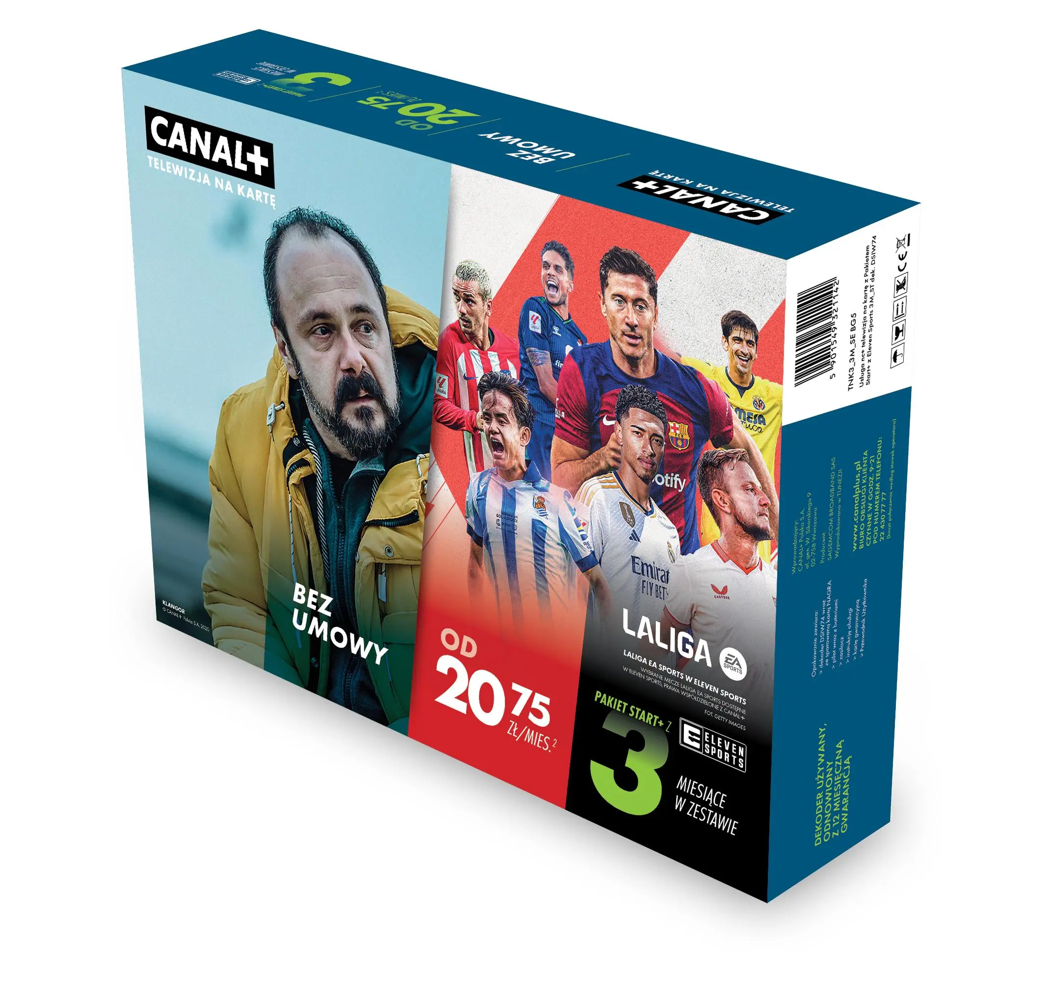 Usługa nc+ telewizja na kartę (pakiet Start+ na 3 m-c) - dekoder odnowiony WIFIBOX+ SAGEMCOM DSIW74 z ELEVEN SPORTS