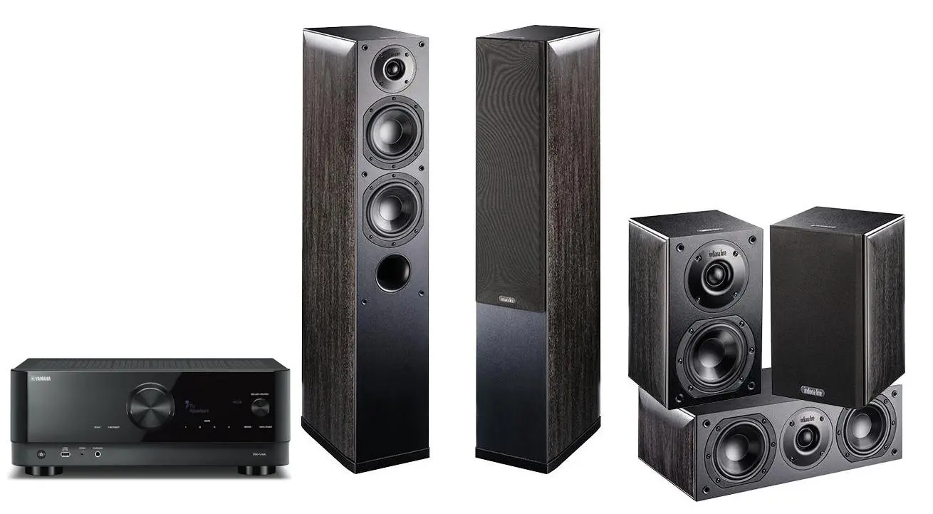 Zestaw kina Yamaha MusicCast RX-V4A Czarny, Indiana Line Nota 5.0 - 550 X/740 X/240 X Czarny dąb