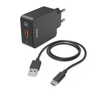 Ładowarka sieciowa Hama 1x USB-A + kabel USB-C 1,5m Czarny