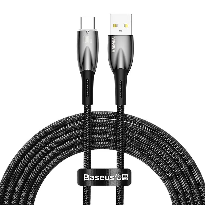 Kabel Baseus USB-C Glimmer 100W 2m Czarny