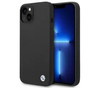 BMW Silicone Metal Logo BMHCP14SSILBK do iPhone 14