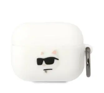 Etui na słuchawki Karl Lagerfeld Silicone Choupette Head 3D do AirPods Pro Biały
