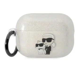 Etui na słuchawki Karl Lagerfeld Glitter Karl&Choupette KLAP2HNKCTGT do AirPods Pro 2 Przezroczysty