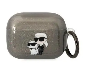 Etui na słuchawki Karl Lagerfeld Glitter Karl&Choupette do Airpods Pro Przezroczysty/Czarny