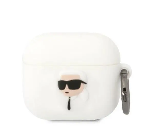Etui na słuchawki KARL LAGERFELD Silicone Karl Head 3D do Apple AirPods 3 Biały