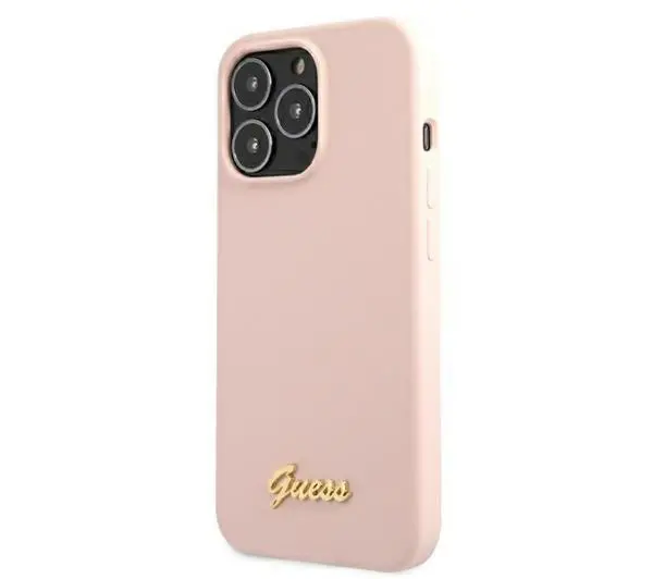 Guess Silicone Script Gold Logo Magsafe GUHMP13XLSLMGLP do iPhone 13 Pro Max