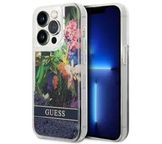 Guess Flower Liquid Glitter GUHCP14LLFLSB do iPhone 14 Pro