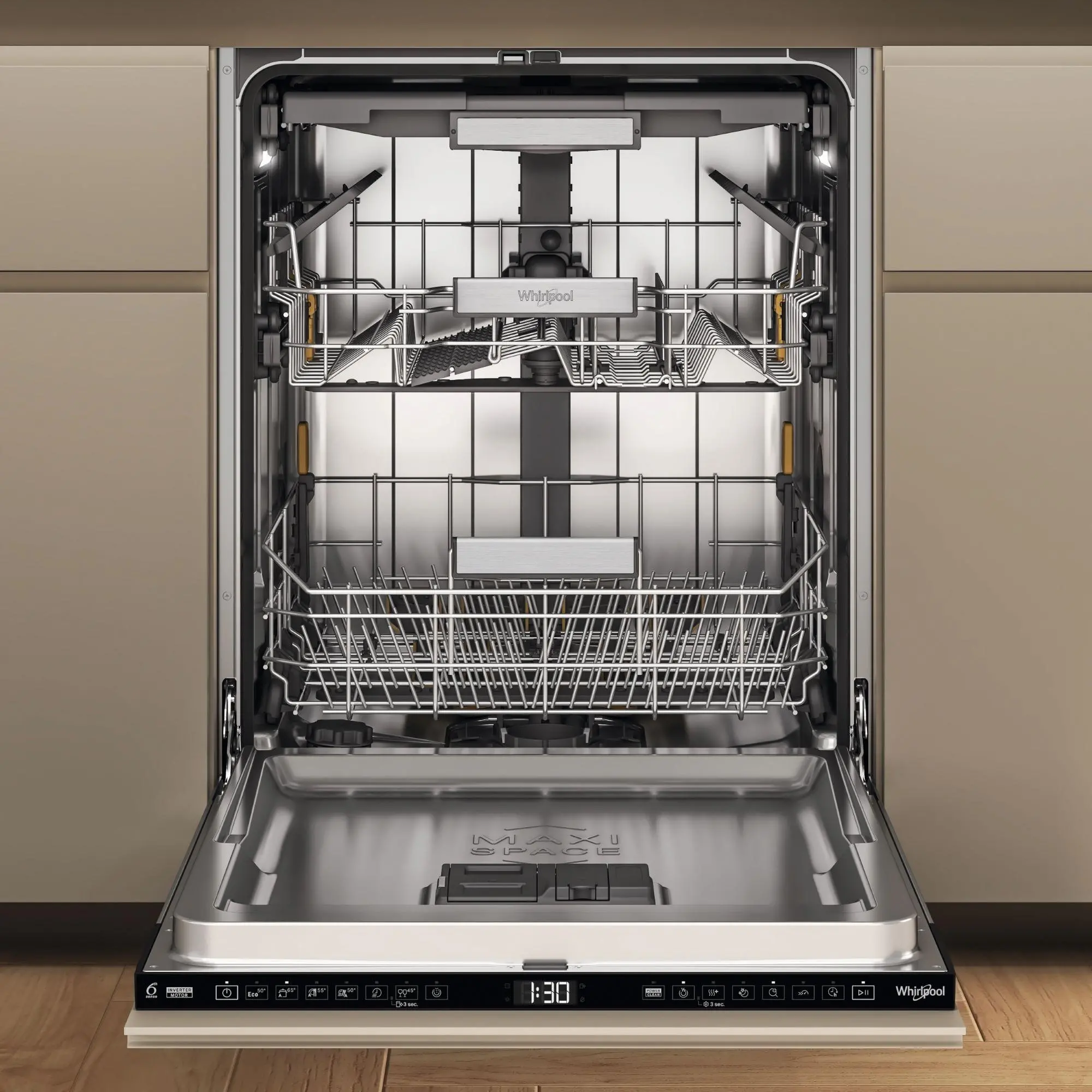 Zmywarka Whirlpool W7I HF60 TUS MaxiSpace 60cm Automatyczne otwieranie drzwi szufada na sztućce