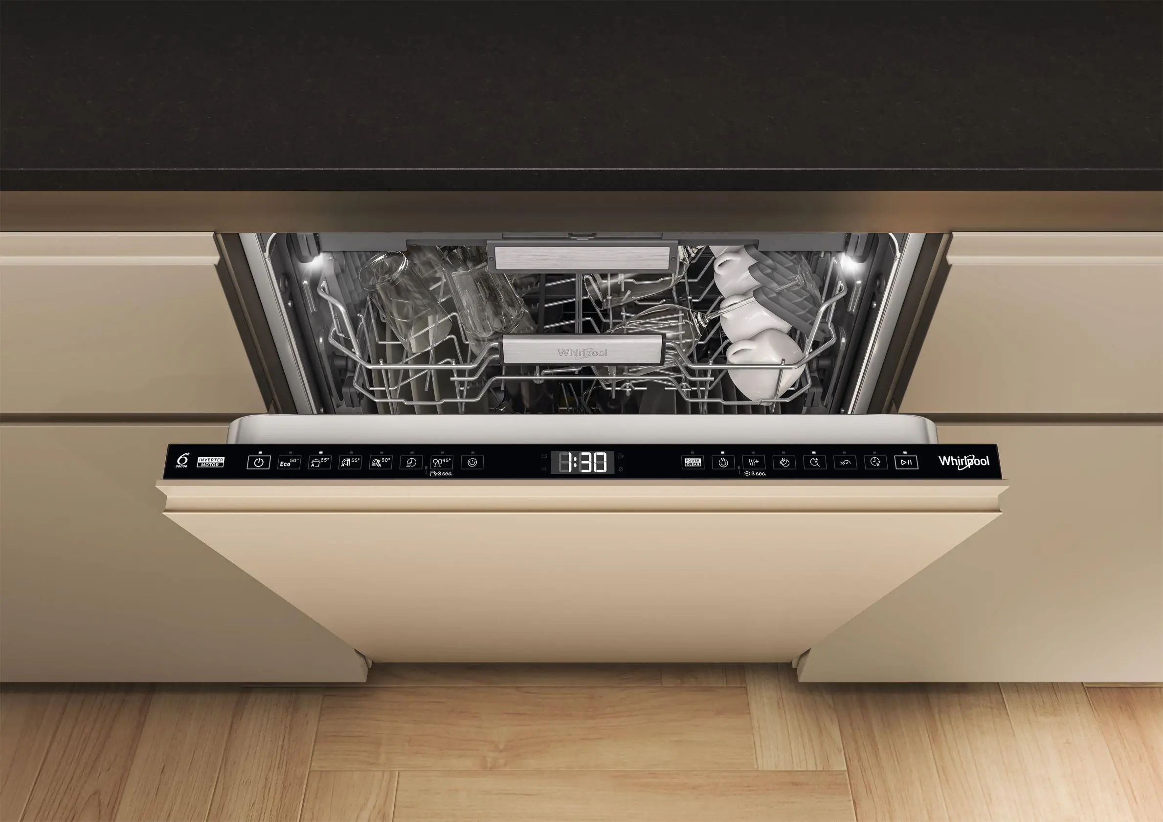 Zmywarka Whirlpool W7I HF60 TUS MaxiSpace 60cm Automatyczne otwieranie drzwi szufada na sztućce
