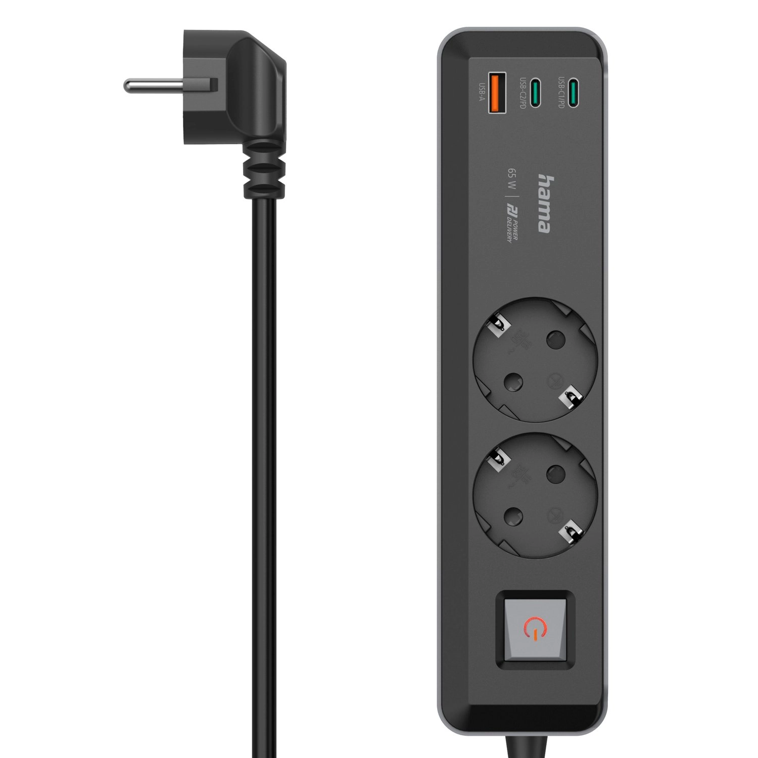 Listwa Hama 223188 2 gniazda 1,4m Czarny