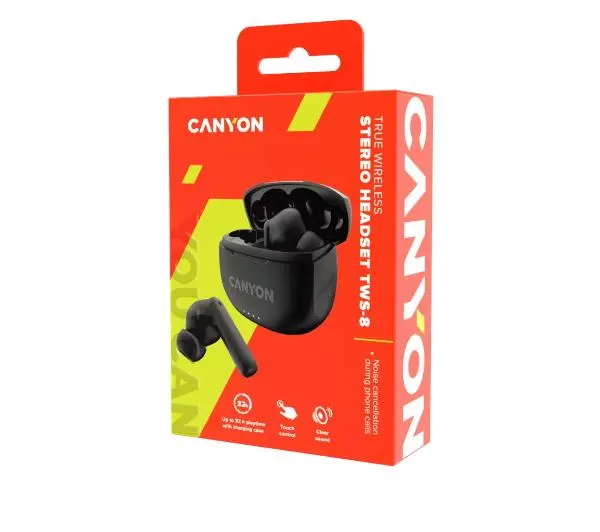 Canyon TWS-8 ENC Dokanałowe Bluetooth 5.3 Czarny