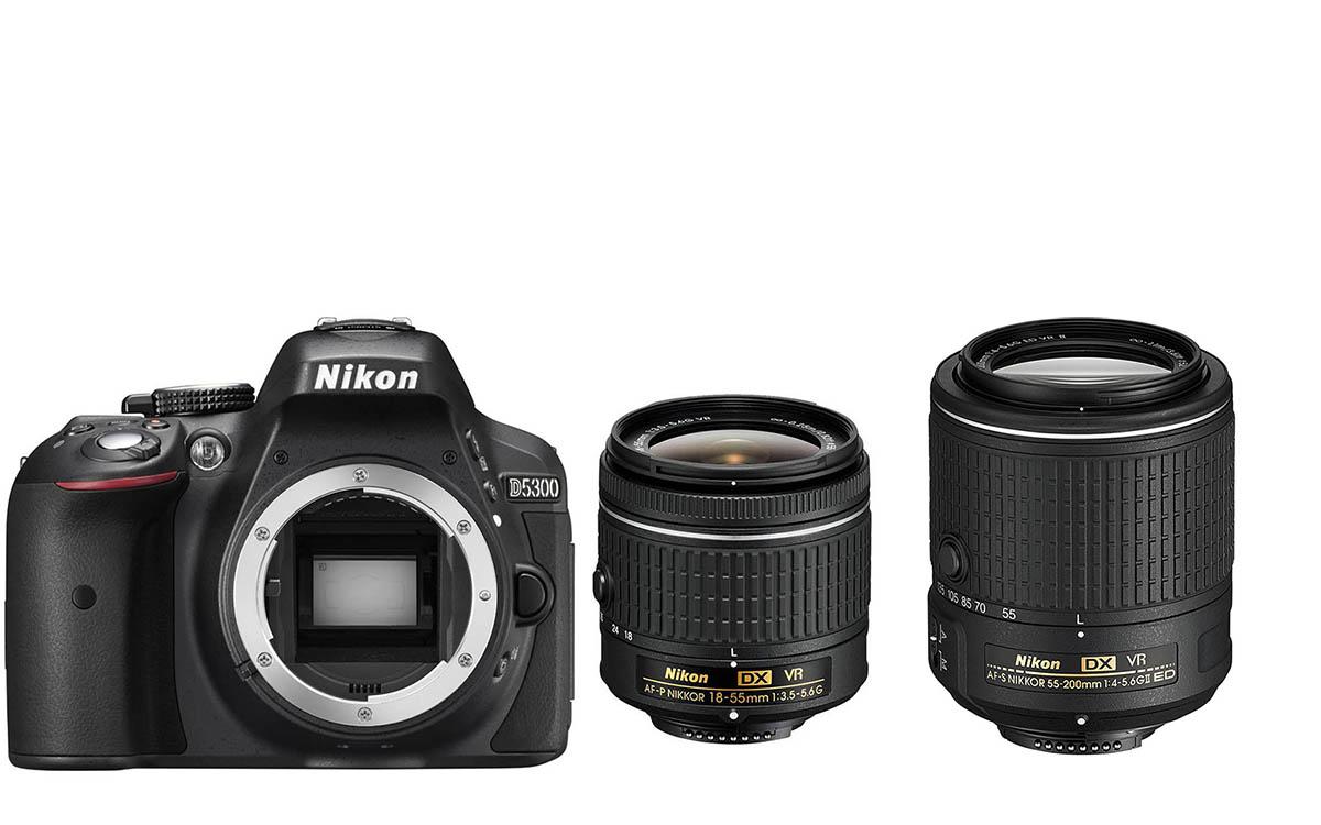 Lustrzanka Nikon D5300 + AF-P 18-55 VR + 55-200 mm VR II (czarny)