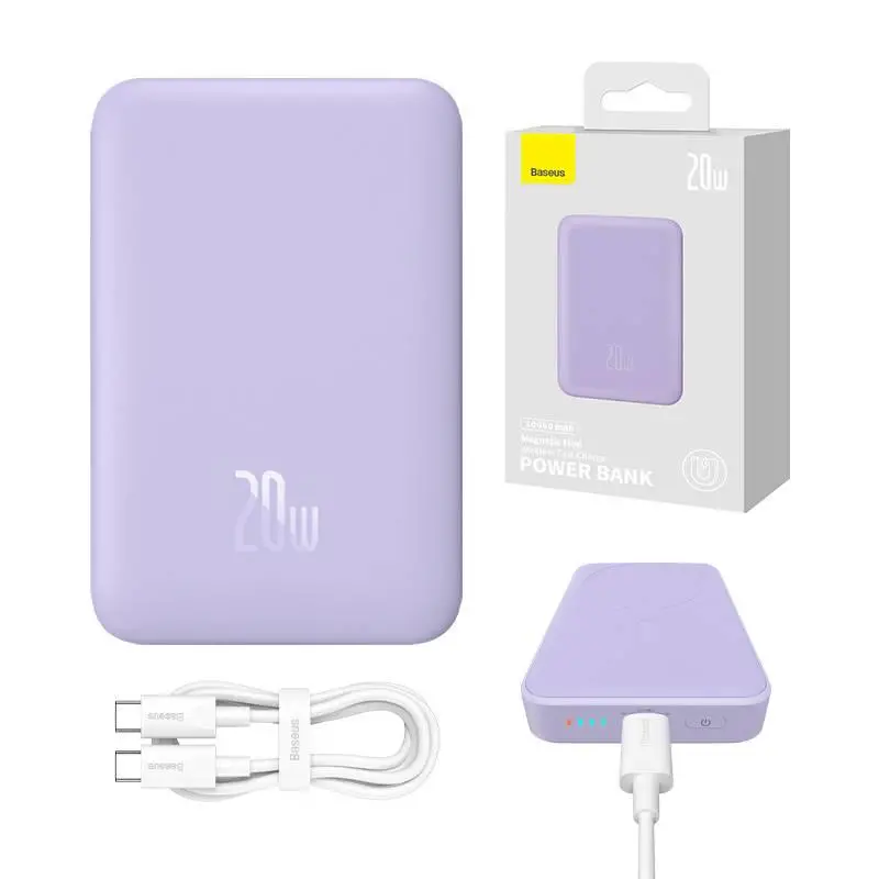 Powerbank Baseus PPCX110105 Magnetic Mini 10000mAh 20W MagSafe Fioletowy