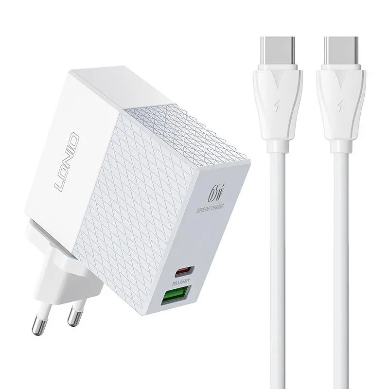 Ładowarka sieciowa Ldnio A2620C USB USB-C 65W + kabel USB-C - USB-C