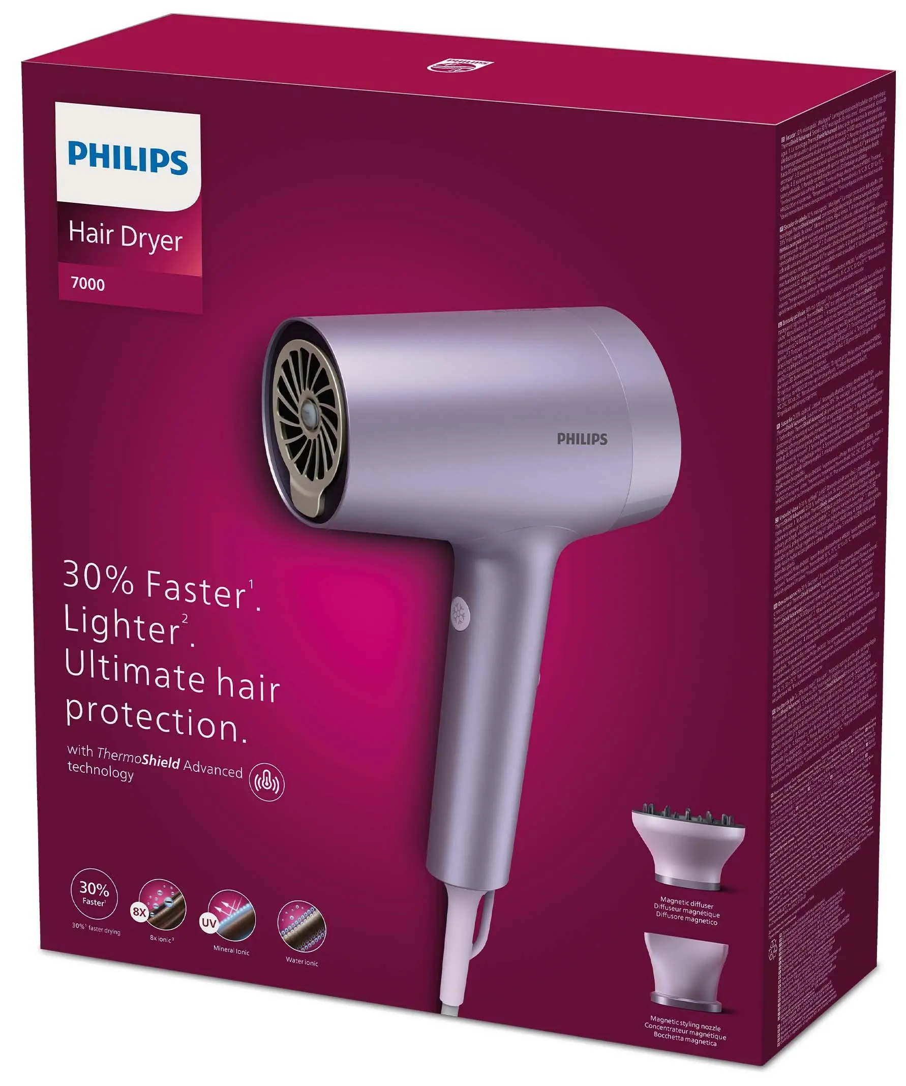 Suszarka do włosów Philips Seria 7000 BHD720/10 Jonizacja Dyfuzor Zimny nawiew 1800W 2 prędkości 4 temperatury