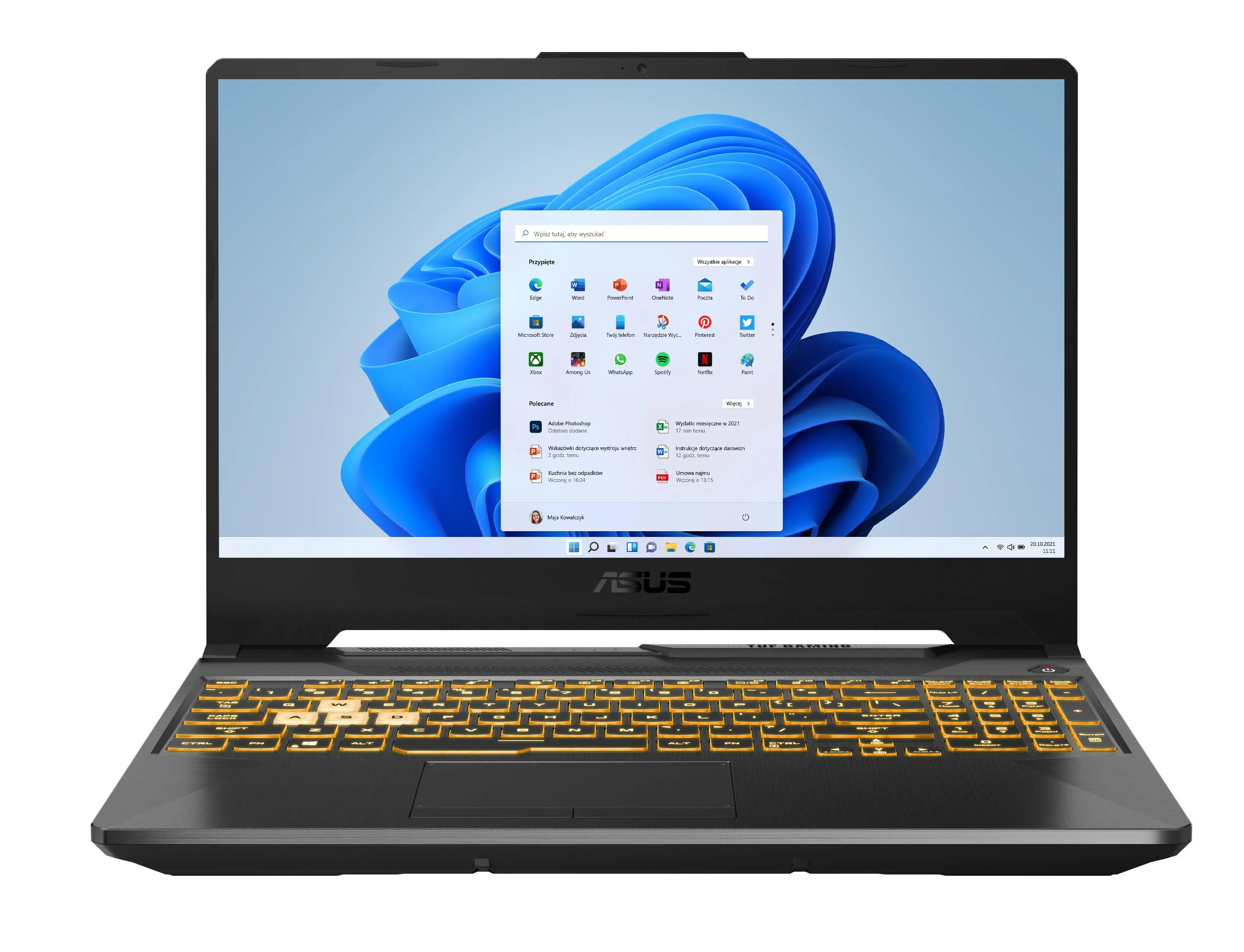 Laptop gamingowy ASUS TUF Gaming F15 FX506HC-HN006W 15,6" 144Hz i5-11400H 16GB RAM 512GB Dysk SSD RTX3050 Win11 Szary