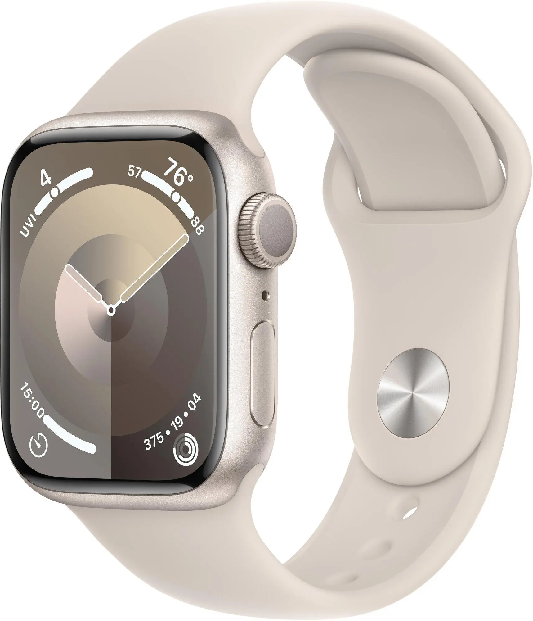 Apple Watch Series 9 GPS  41mm koperta z aluminium Księżycowa poświata pasek sportowy Księżycowa poświata  S/M