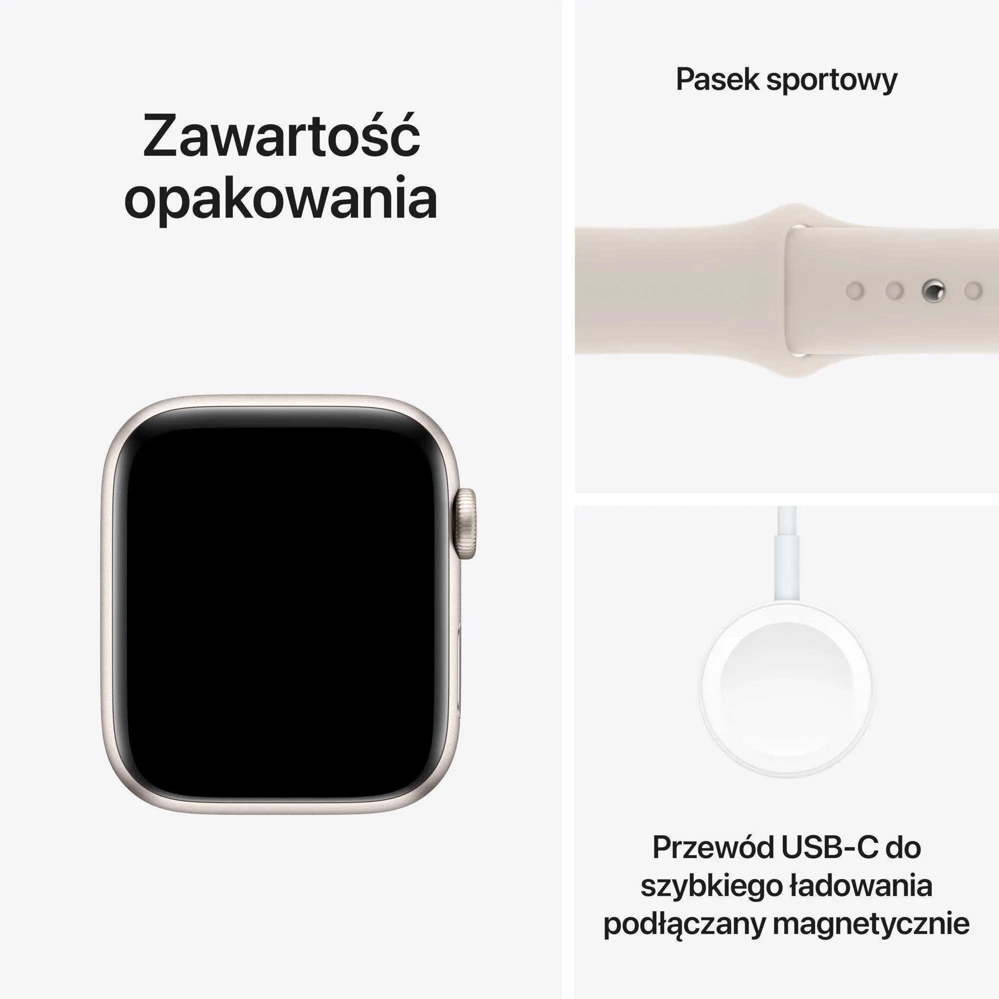 Apple Watch SE 2gen GPS  koperta 44mm z aluminium  Księżycowa poświata pasek sportowy Księżycowa poświata  S/M