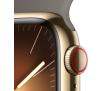 Smartwatch Apple Watch Series 9 GPS + Cellular koperta 41mm ze stali nierdzewnej Złoty pasek sportowy Popielaty brąz S/M