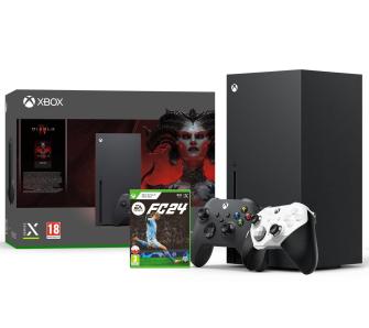 Konsola Xbox Series X z napędem 1TB + pad Elite Series 2 Core (biały) + Diablo IV + EA SPORTS FC 24