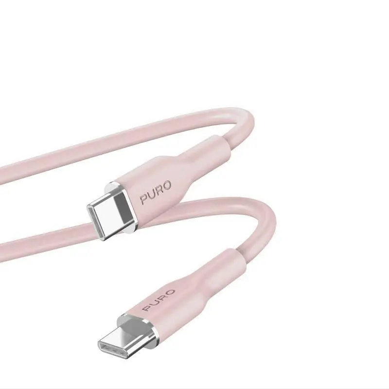 Kabel Puro ICON Soft PUUSBCUSBCICONROSE USB-C do USB-C do 1,5m Różowy