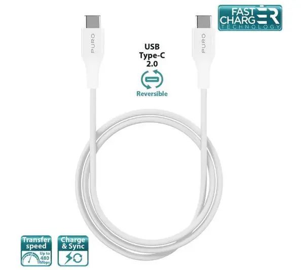 Puro CUSBCUSBC2MTWHI USB-C do USB-C 2m Biały