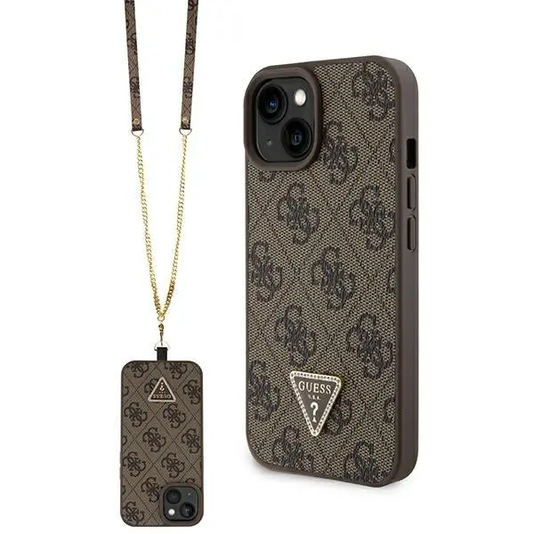 Etui Guess Crossbody 4G Metal Logo GUHCP15MP4TDSCPW do iPhone 15 Plus Brązowy