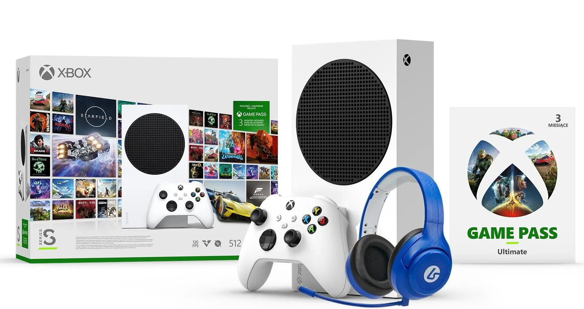 Xbox Series S 512GB + Game Pass Ultimate 3 m-ce- Słuchawki