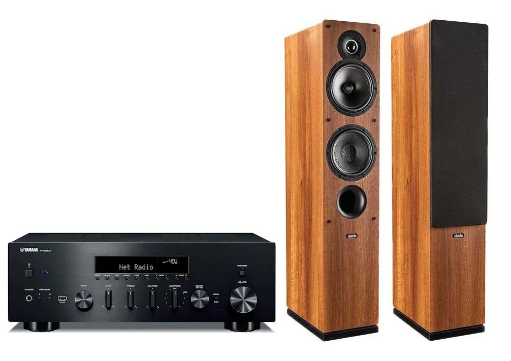 Zestaw stereo Yamaha R-N600A Czarny, Indiana Line Tesi 561 Orzech